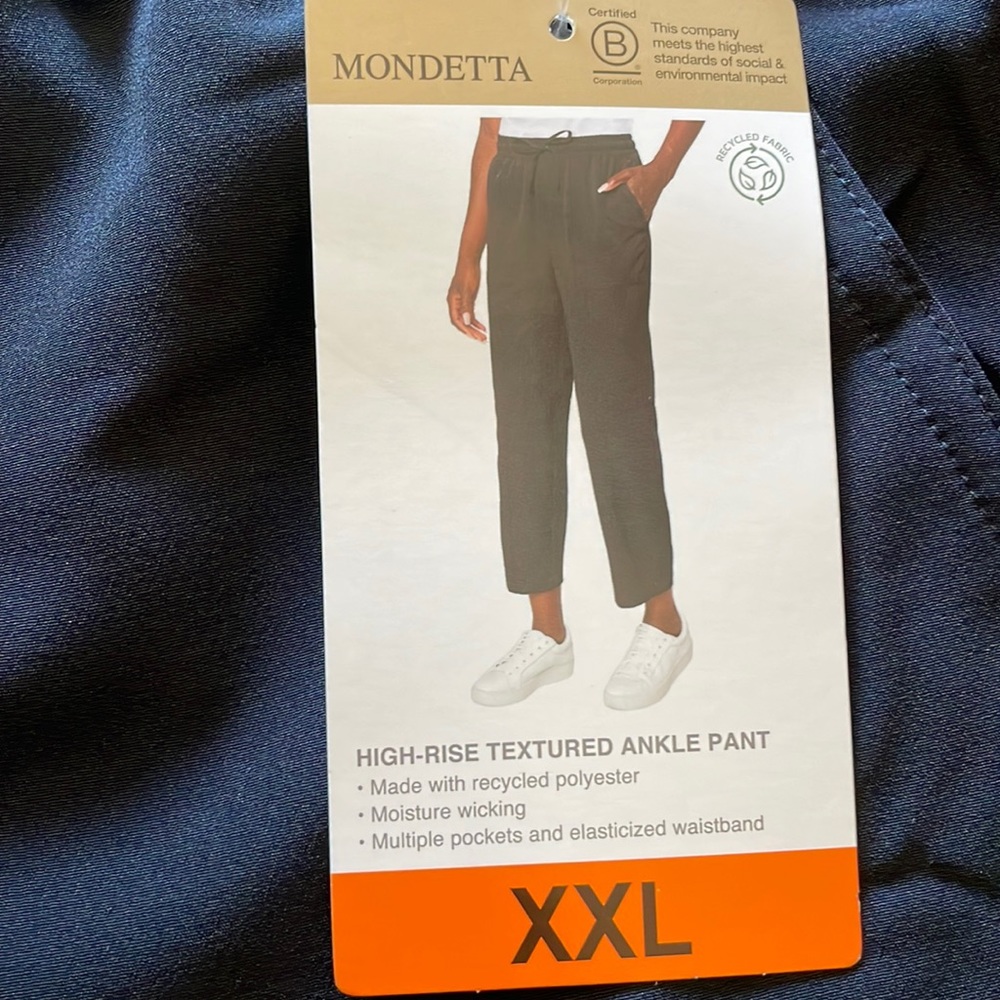 Mondetta High Rise Textured Ankle Pants  Black Size XL inseam 26